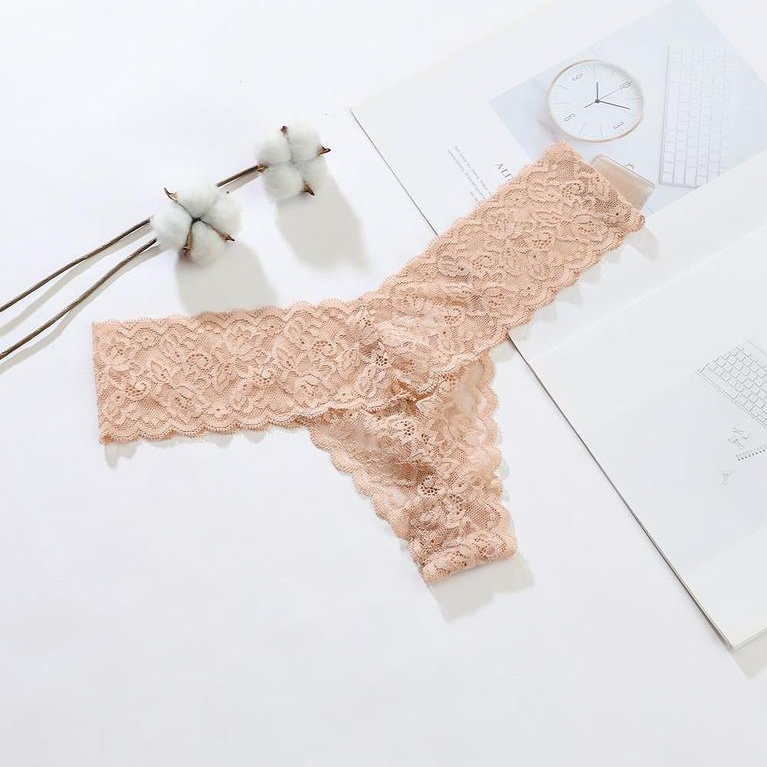 Women's Seamless Lace Thong Panties — Hip Lift Low-Waist Underwear in 6 Colours