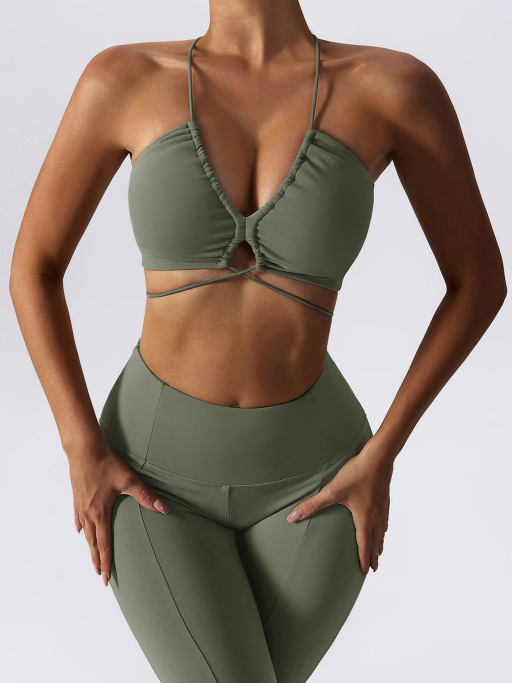 Women's Strappy Yoga Bra & High-Waisted Leggings Set — 2-Piece Activewear