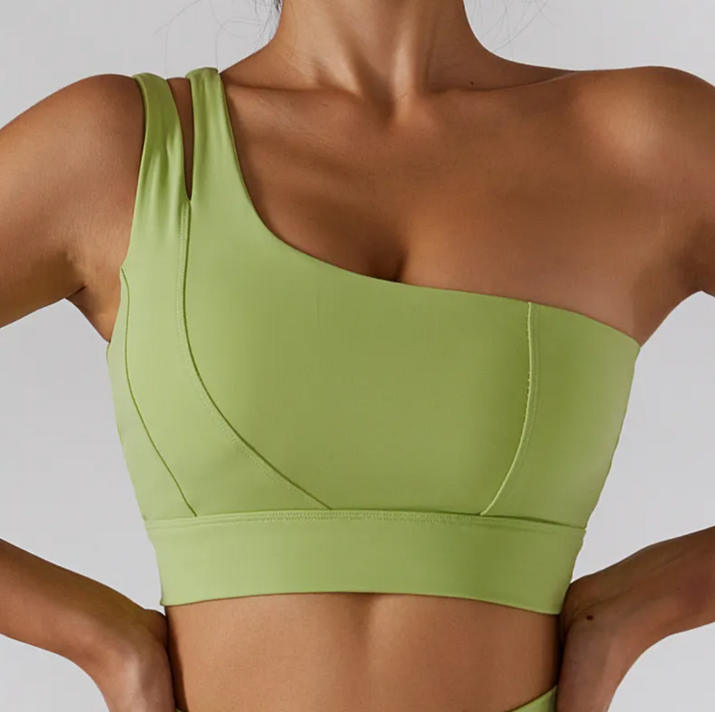 Ribbed One Shoulder Yoga Bra & Activewear Set for Women
