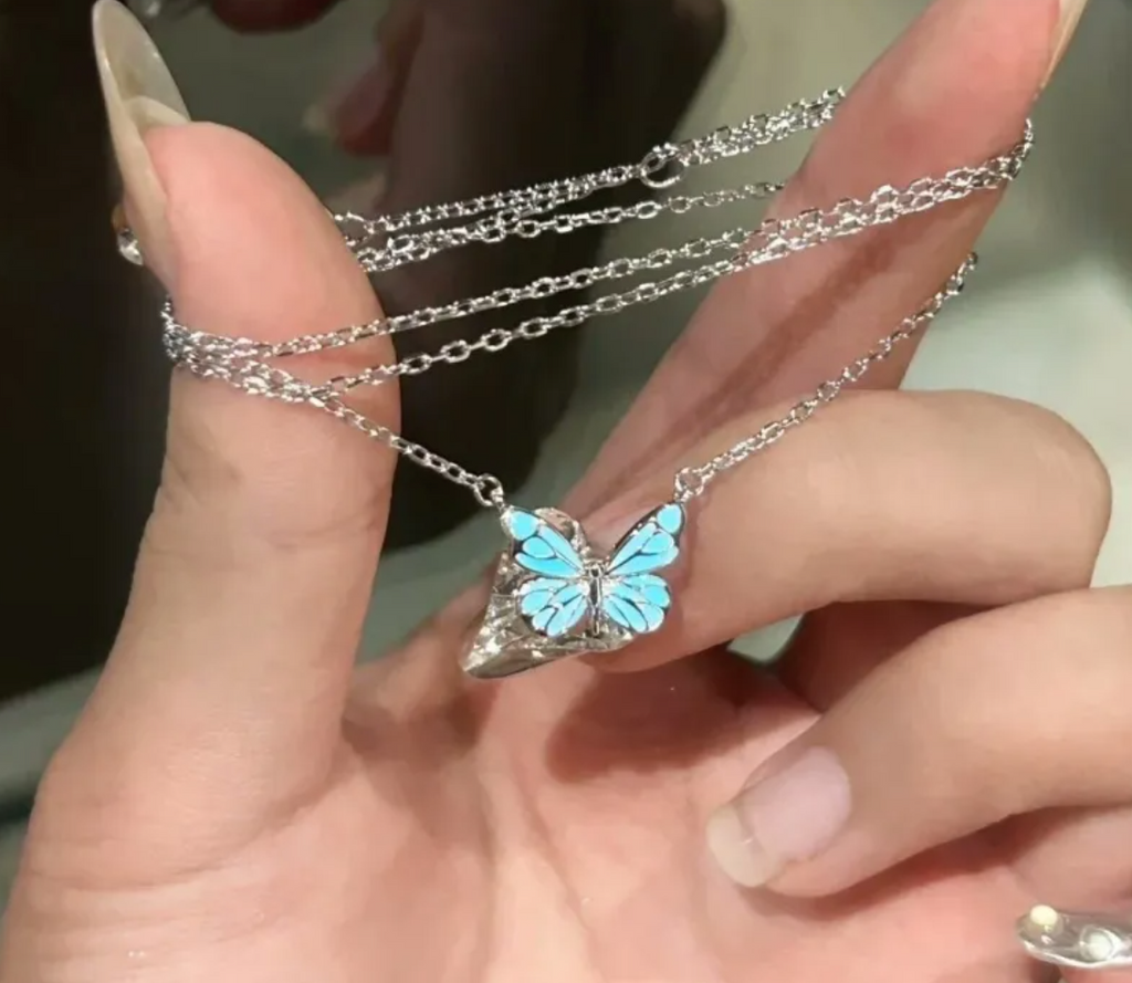 Glow-in-the-Dark Butterfly Jewellery Set — Necklace & Bracelet