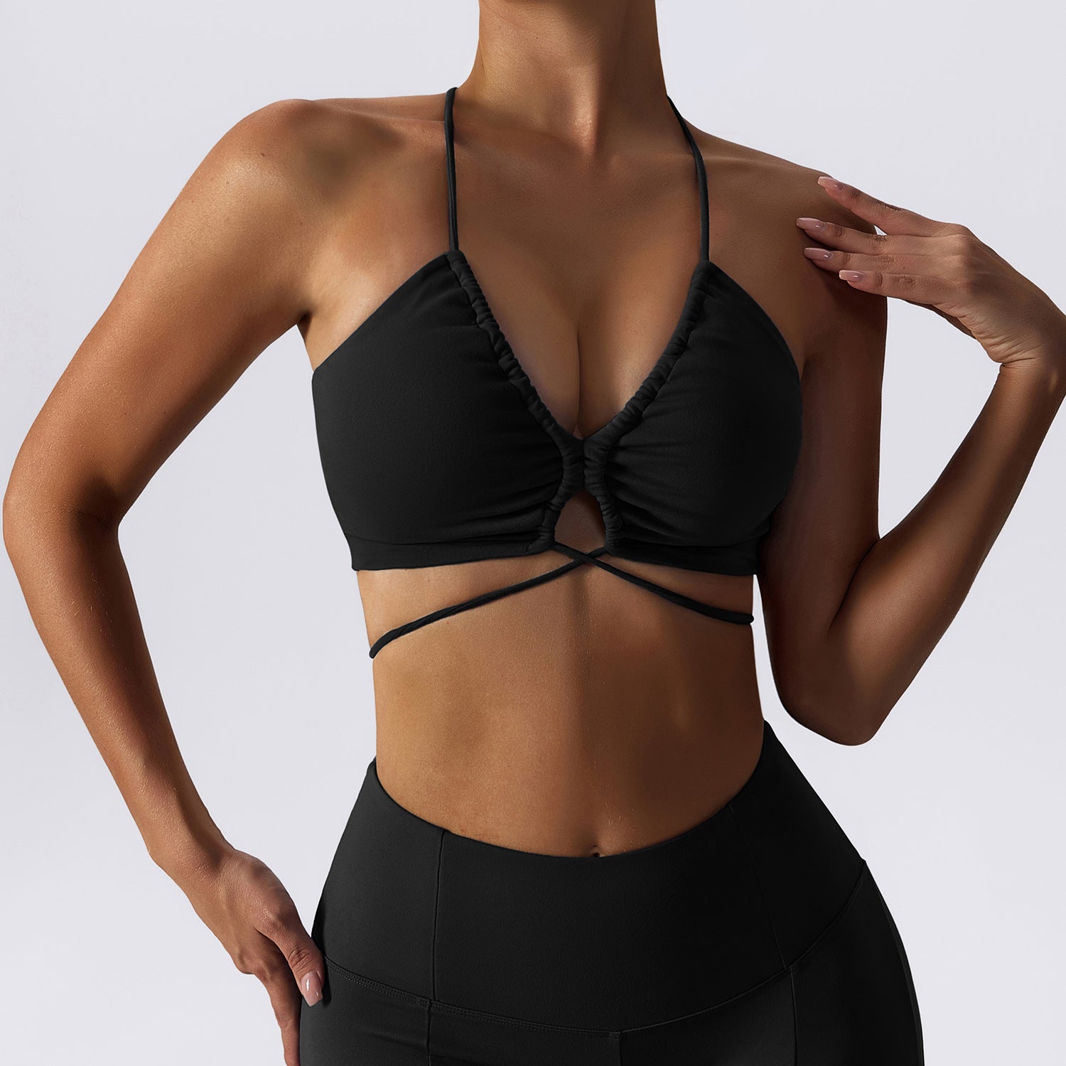 Women's Strappy Yoga Bra & High-Waisted Leggings Set — 2-Piece Activewear