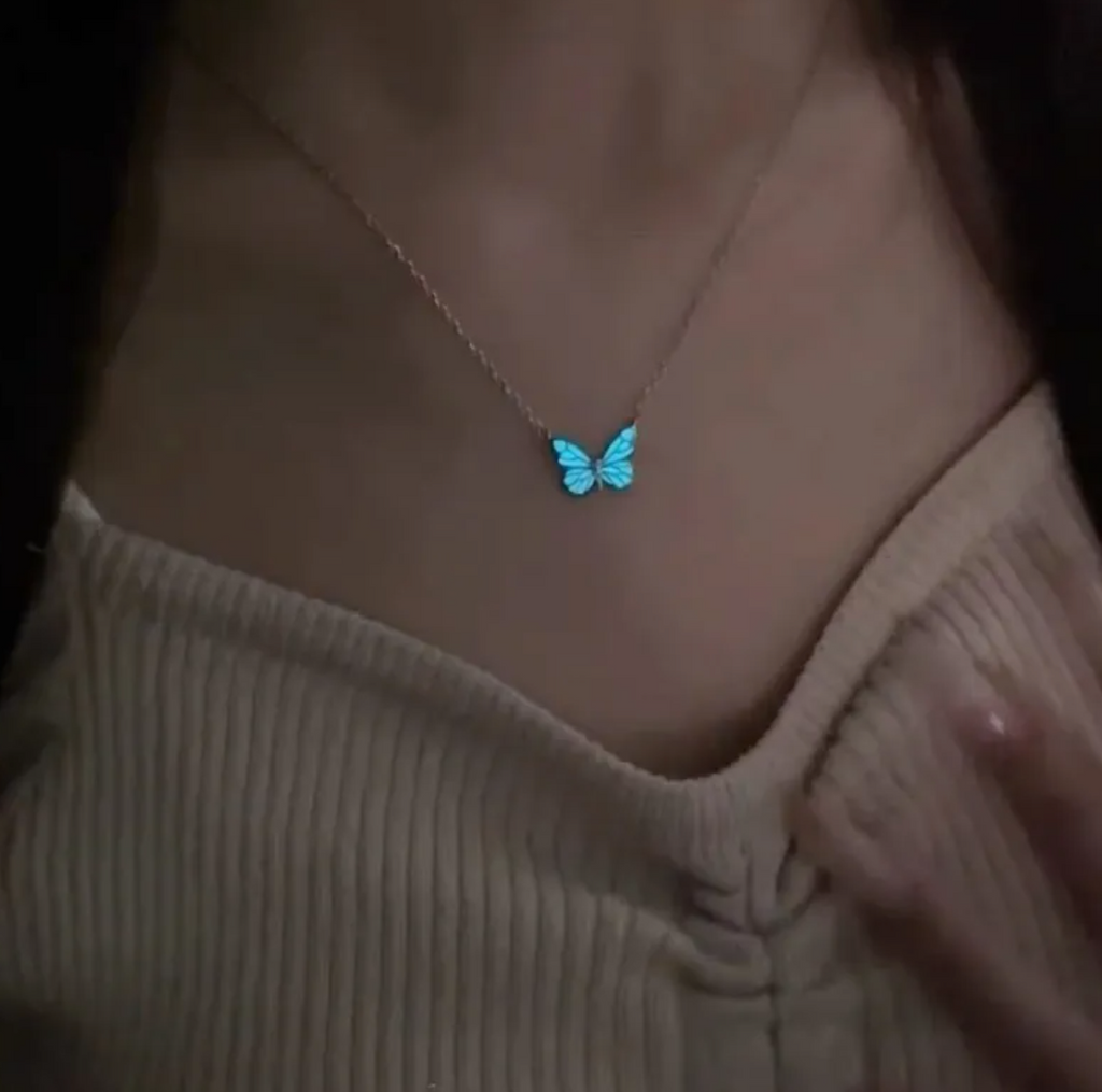 Glow-in-the-Dark Butterfly Jewellery Set — Necklace & Bracelet