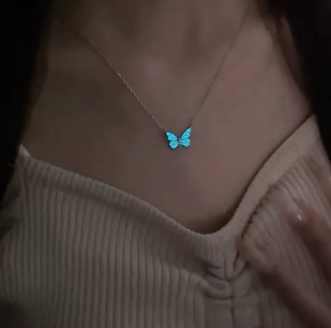 Glow-in-the-Dark Butterfly Jewellery Set — Necklace & Bracelet