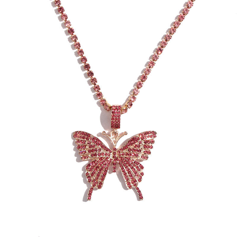 Rhinestone Butterfly Necklace — Trendy