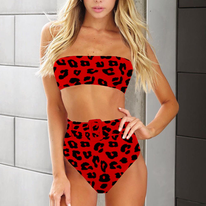 Women's High-Waisted Strapless Bikini — Sleek Two-Piece Swimsuit