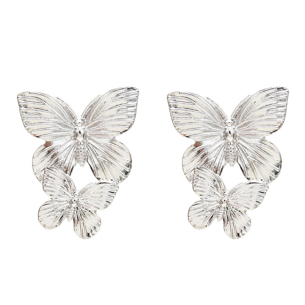 Women's Statement Butterfly Earrings — Bold Metal Drop Earrings in Gold & Silver