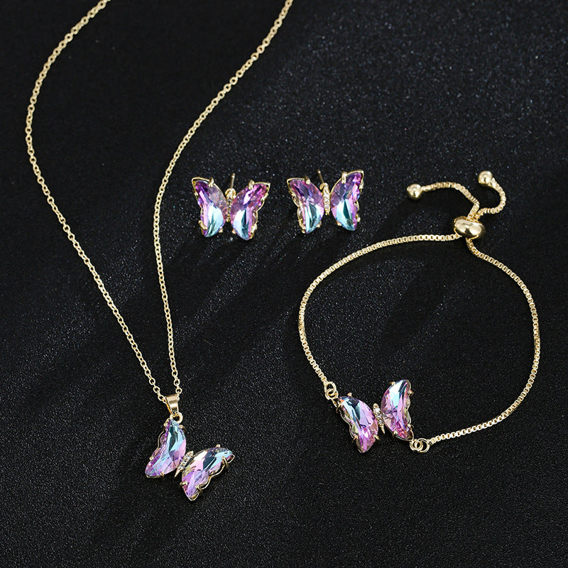Women's Butterfly Zircon Bridal Jewellery Set — Wedding Accessories in 17 Colours