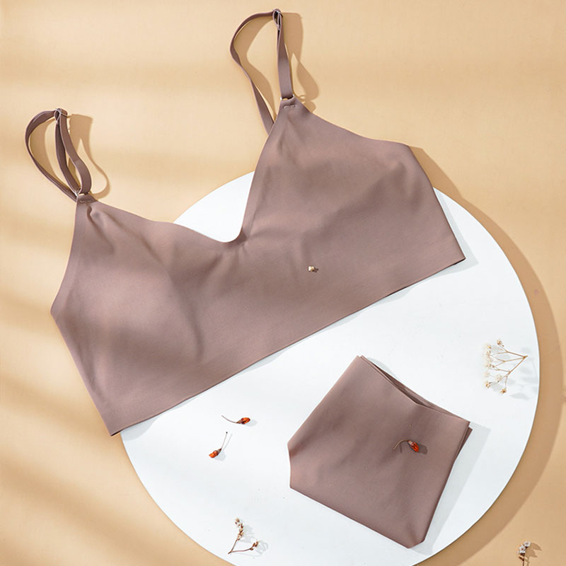Women's Seamless Ice Silk Lingerie Set — Wire-Free Bralette & Thong