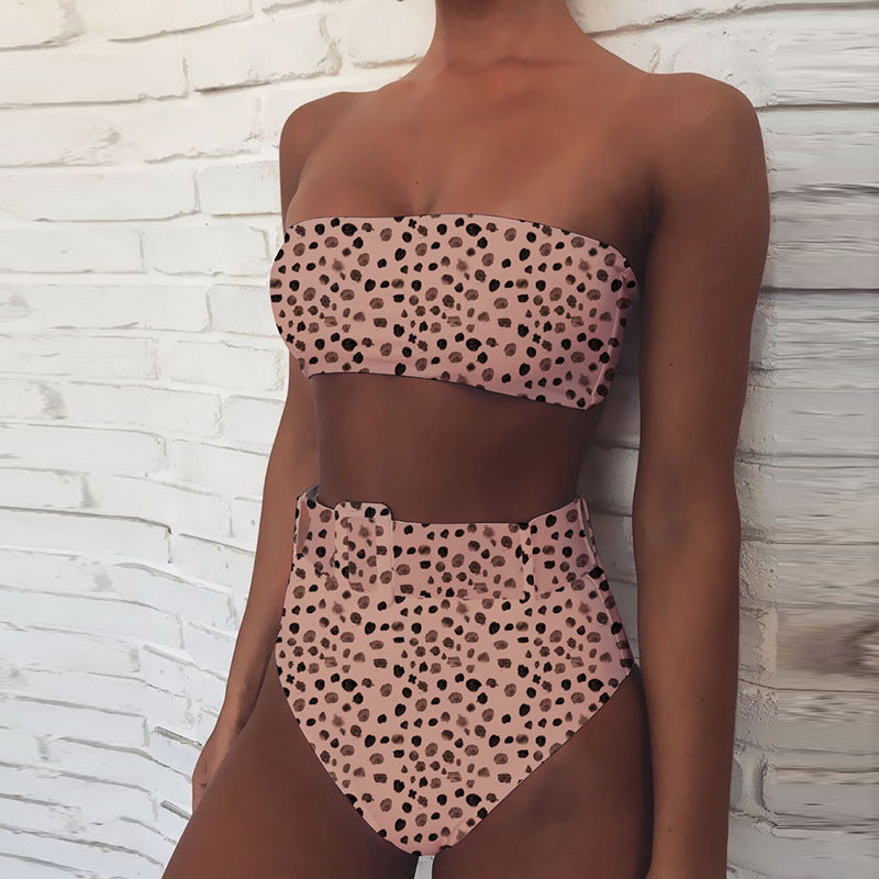 Women's High-Waisted Strapless Bikini — Sleek Two-Piece Swimsuit