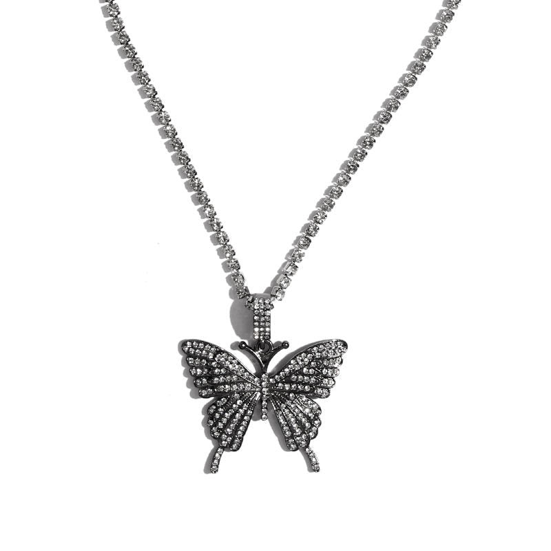 Rhinestone Butterfly Necklace — Trendy