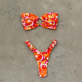 Women's Printed Pleated Bikini — Floral Two-Piece Swimsuit
