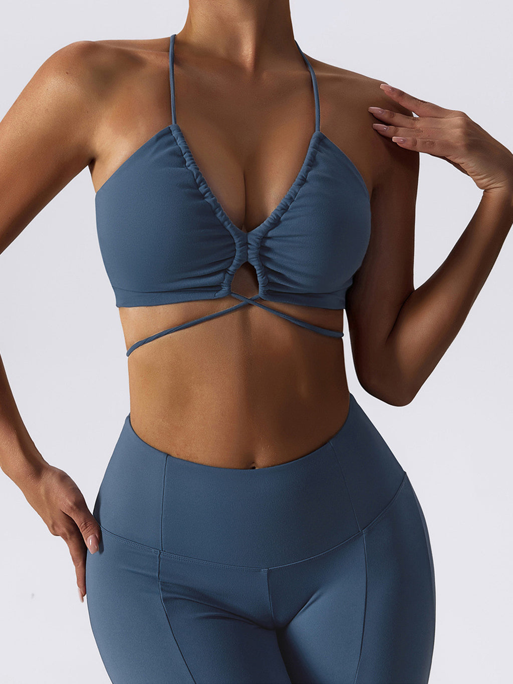 Women's Strappy Yoga Bra & High-Waisted Leggings Set — 2-Piece Activewear