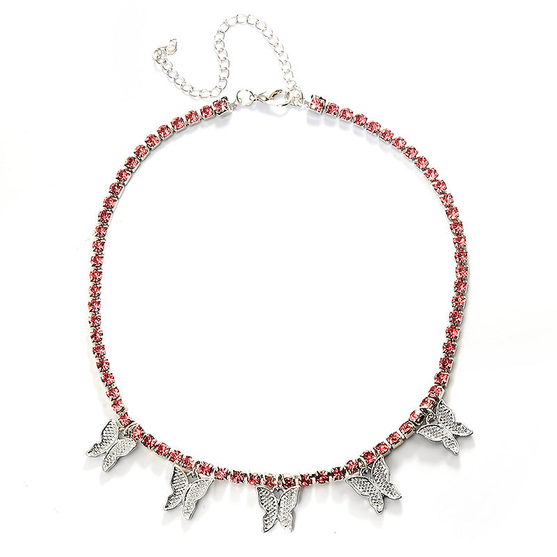 Rhinestone Butterfly Necklace — Trendy